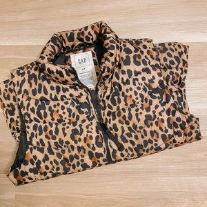 GAP Leopard Puffer Vest | size small